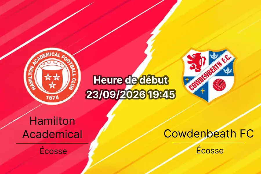 Pronostic Hamilton Academical Cowdenbeath – New Douglas Park, KDM Evolution Trophy tour 4, 23 septembre 2026