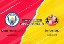 Pronostic Manchester City Sunderland – Etihad Stadium, Premier League journée 5, 20 septembre 2026