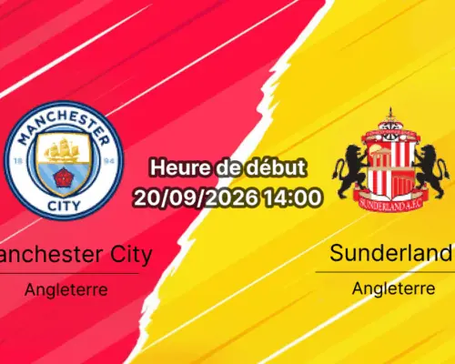 Pronostic Manchester City Sunderland – Etihad Stadium, Premier League journée 5, 20 septembre 2026