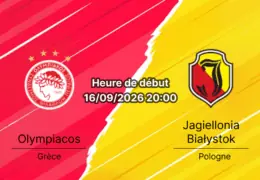 Pronostic Olympiacos Jagiellonia Białystok – Stadio Georgios Karaiskakis Le Pirée, Europa League tour 1, 16 septembre 2026