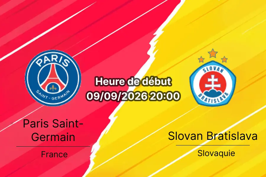 Pronostic PSG Slovan Bratislava – Parc des Princes, Ligue des champions 1re journée 9 septembre 2026