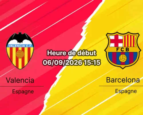 Pronostic Valencia Barcelone – Estadio Mestalla, La Liga 4e journée 6 septembre 2026