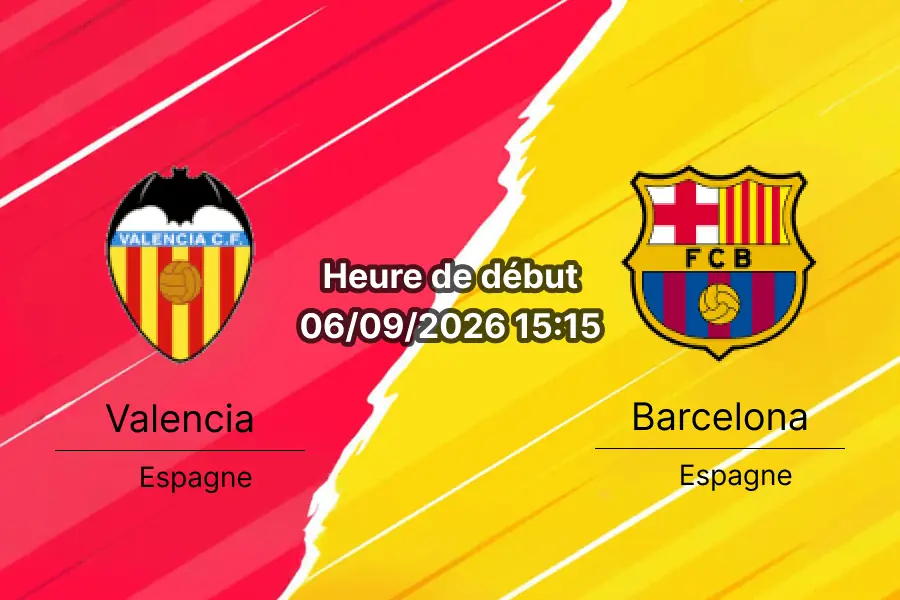 Pronostic Valencia Barcelone – Estadio Mestalla, La Liga 4e journée 6 septembre 2026