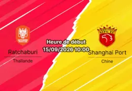 Pronostic Ratchaburi Shanghai Port – Stade Mitr Phol, journée 1 de l'AFC Champions League Elite 2026/2027, 15 septembre 2026