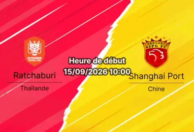 Pronostic Ratchaburi Shanghai Port – Stade Mitr Phol, journée 1 de l'AFC Champions League Elite 2026/2027, 15 septembre 2026