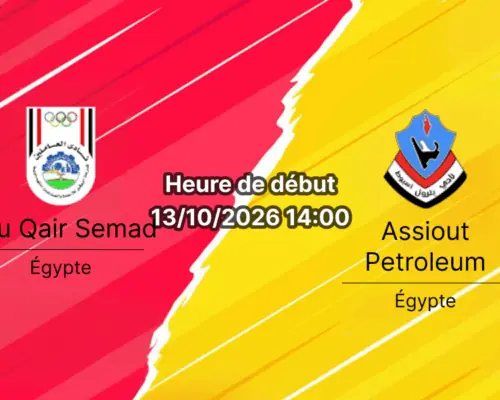 Pronostic Abu Qair Semad Assiout Petroleum – stade de Borg El Arab, Premier League égyptienne, 13 octobre 2026