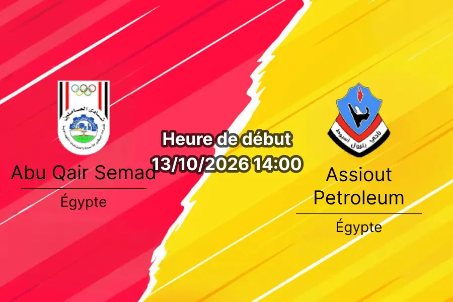 Pronostic Abu Qair Semad Assiout Petroleum – stade de Borg El Arab, Premier League égyptienne, 13 octobre 2026