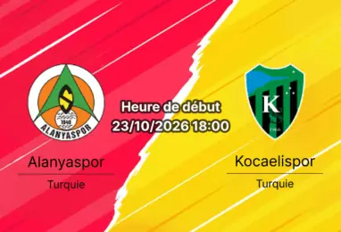 Pronostic Alanyaspor Kocaelispor – Bahçeşehir Okulları Stadyumu, Türkiye Süper Lig Journée 9, 23 octobre 2026