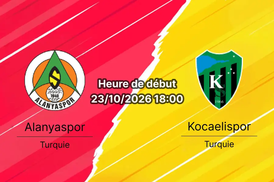 Pronostic Alanyaspor Kocaelispor – Bahçeşehir Okulları Stadyumu, Türkiye Süper Lig Journée 9, 23 octobre 2026