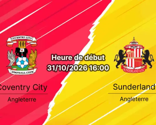 Pronostic Coventry City Sunderland – Coventry Building Society Arena, Premier League GW9, 31 octobre 2026