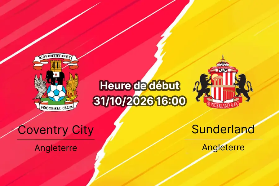 Pronostic Coventry City Sunderland – Coventry Building Society Arena, Premier League GW9, 31 octobre 2026