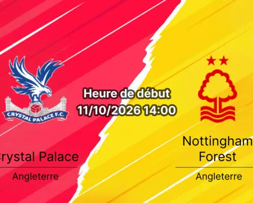 Pronostic Crystal Palace Nottingham Forest — Selhurst Park, Premier League Journée 6, 11 octobre 2026