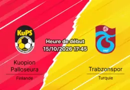 Pronostic KuPS Trabzonspor – Tammelan Stadion Tampere, Ligue Europa Conférence ECL J1, 15 octobre 2026