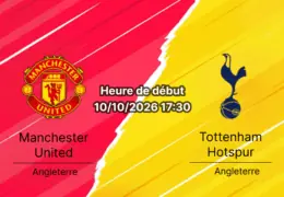 Pronostic Manchester United Tottenham — Old Trafford, Premier League Journée 6, 10 octobre 2026