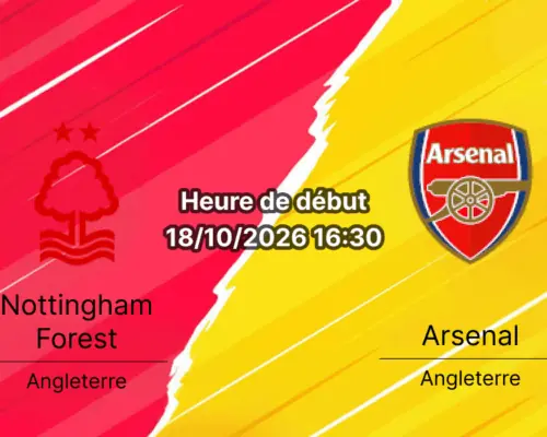 Pronostic Nottingham Forest Arsenal – City Ground, Nottingham, Premier League Journée 7, 18 octobre 2026