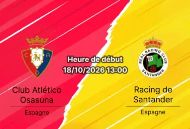 Pronostic Osasuna Racing Santander – Estadio El Sadar, Pampelune, La Liga Journée 9, 18 octobre 2026