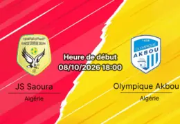 Pronostic JS Saoura Olympique Akbou — Stade du 20 Août 1955 Béchar, Ligue Professionnelle 1 Algérie Journée 4, 8 octobre 2026