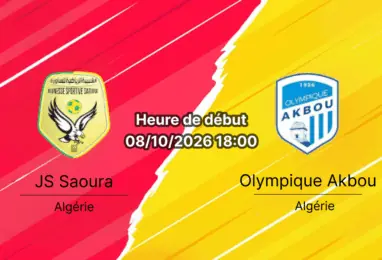 Pronostic JS Saoura Olympique Akbou — Stade du 20 Août 1955 Béchar, Ligue Professionnelle 1 Algérie Journée 4, 8 octobre 2026
