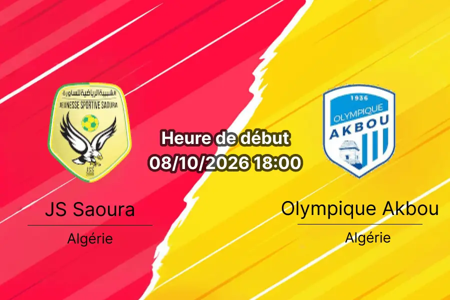 Pronostic JS Saoura Olympique Akbou — Stade du 20 Août 1955 Béchar, Ligue Professionnelle 1 Algérie Journée 4, 8 octobre 2026