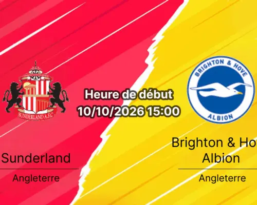 Pronostic Sunderland Brighton — Stadium of Light, Premier League Journée 6, 10 octobre 2026